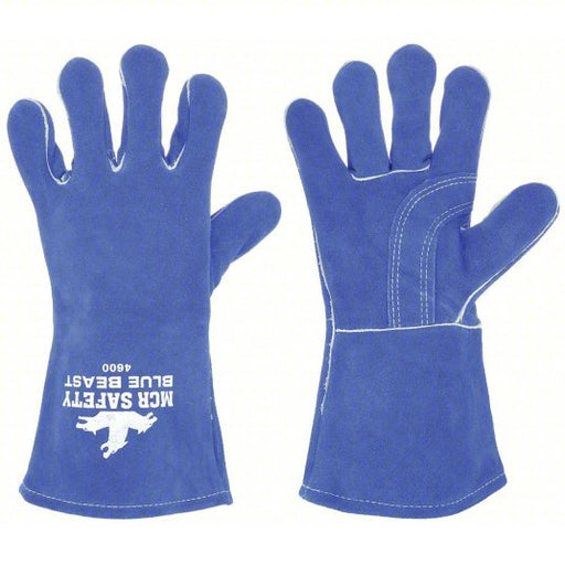 MCR Safety 4600 Welding Gloves Wing Thumb, Gauntlet Cuff, Premium, Blue Cowhide Blue Beast, 1 PR - KVM Tools Inc.KV3TCC1