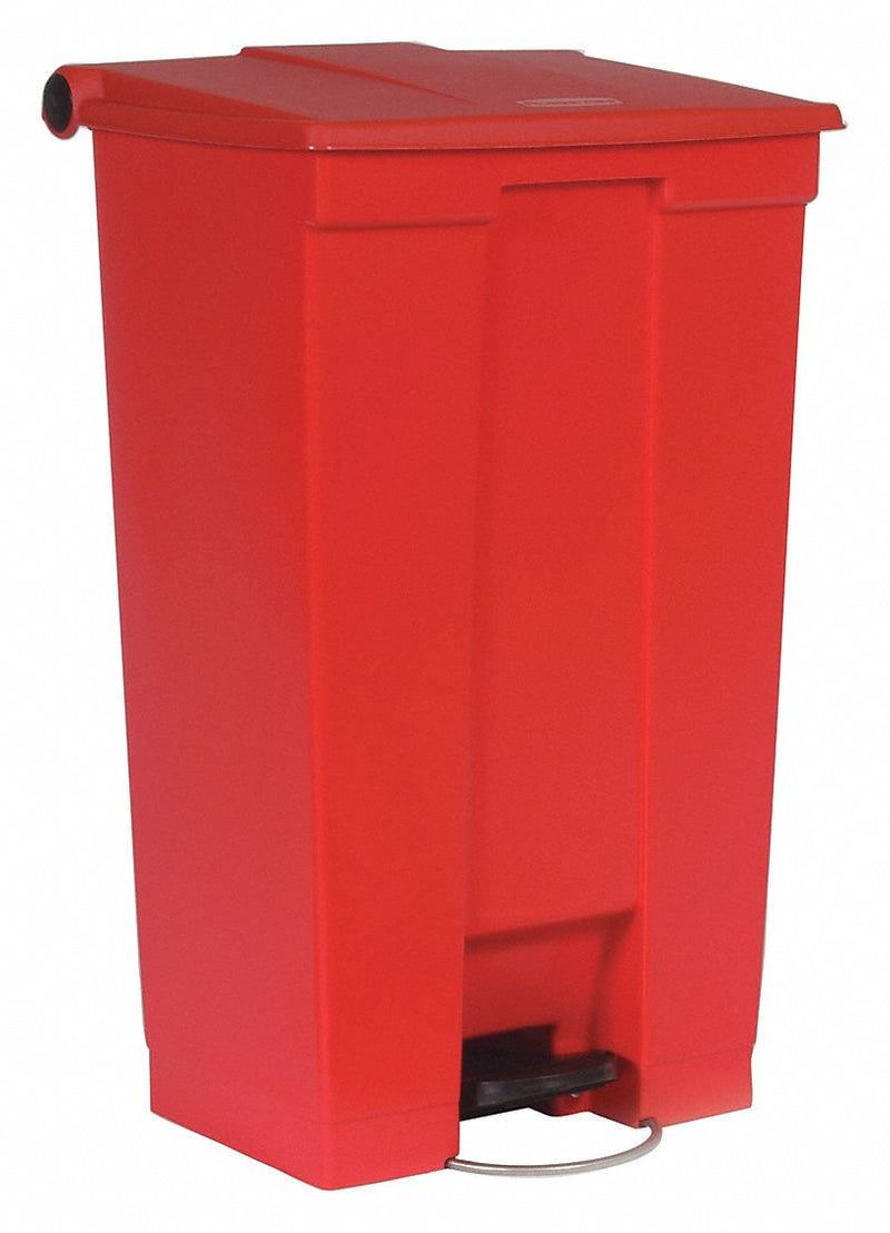 Rubbermaid FG614600RED Step-On Trash Container, Plastic, 23 gal Capacity, Red