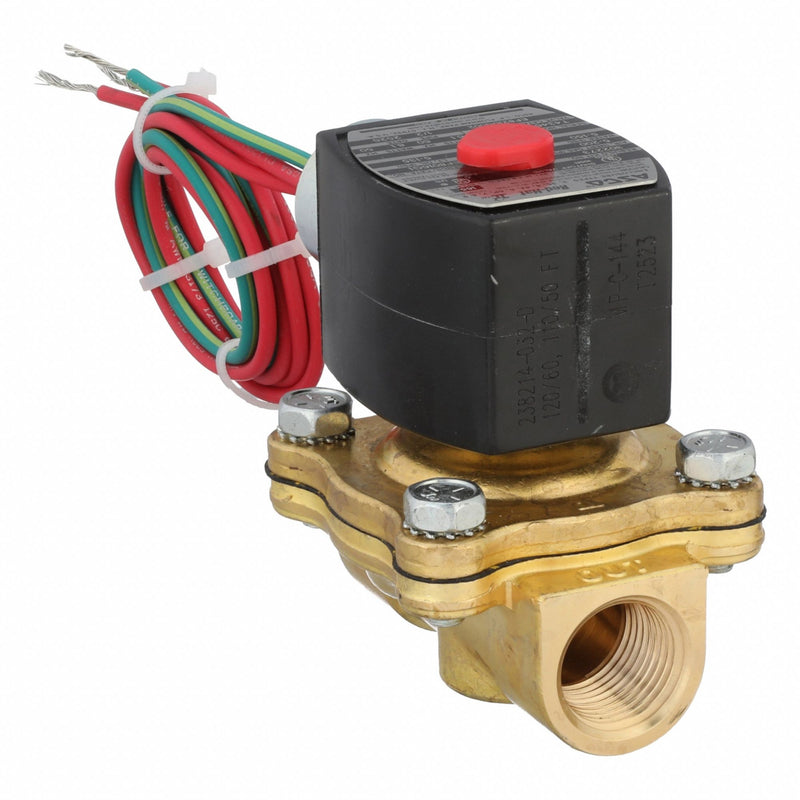 Redhat (ASCO) EF8210G002 Explosion-Proof Solenoid Valve, 2-Way Normally Closed, 1/2 in NPT, Brass Body, NBR Seal, 120 V AC, 6.1 W, Pilot Operated