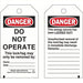 Brady 66050 Danger Tag Do Not Operate, Polyester, Date/Name/Remarks, Write - On Surface - KVM Tools Inc.KV6T895