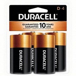 Duracell MN1300R4Z Battery, D, Premium, Alkaline, 1.5V DC, CopperTop, 4 PK