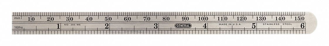 General Tools 305ME Flexible Steel Rule, 6 in / 150 mm