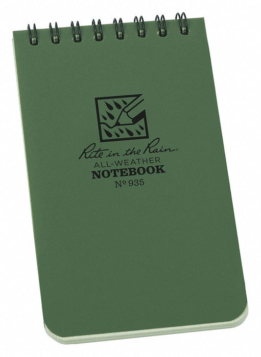 Rite 935 All Weather Notebook, 3 in x 5 in Sheet Size, Green, Polydura, White, Universal