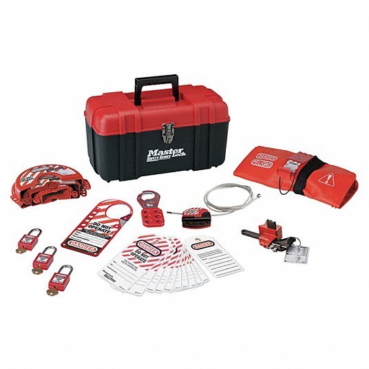 Master Lock 1457V410KA Portable Lockout Kit, Filled, Valve, 23 - KVM Tools Inc.KV3WPA8