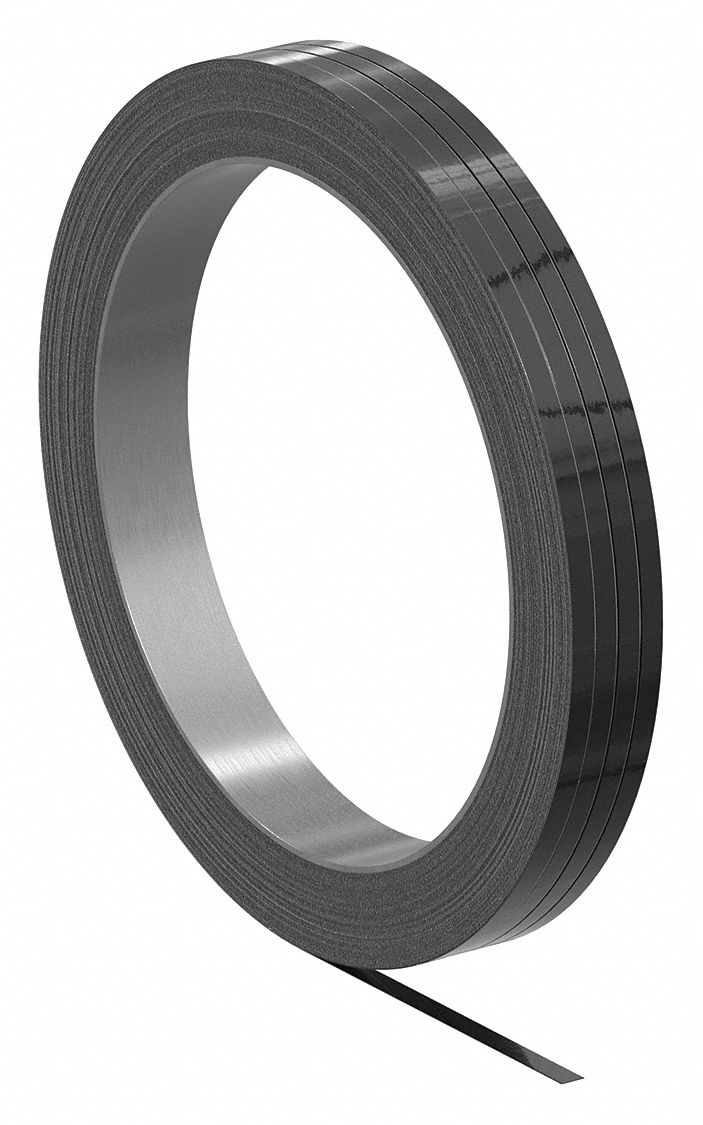 Signode 2X1534 High-Tensile Steel Strapping, 5/8 in W x 0.02 in Thick, 1,900 lb Break Strength, 2,478 ft Coil, Oscillated, AAR Approved