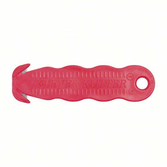 Klever KCJ - 1R Safety Cutter 4 5/8 in Overall Lg, Contoured Handle, Textured, Steel, Red, 10 PK - KVM Tools Inc.KV3ZGL3
