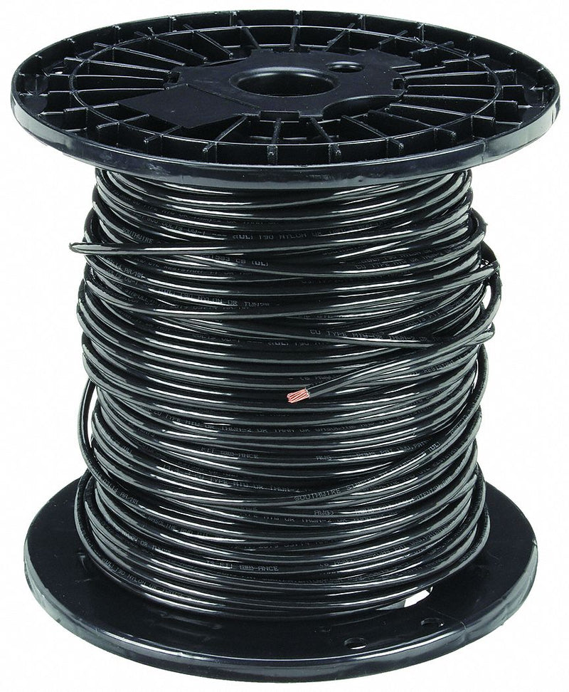 Southwire 20499001 Simpull THHN 4 AWG Copper Building Wire Black 500 ft Spool