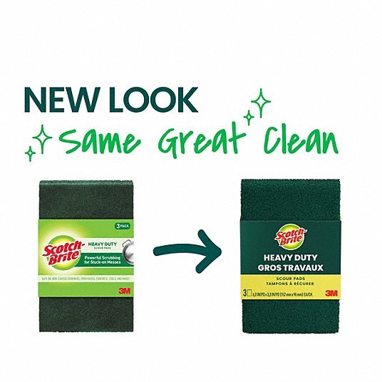 Scotch - Brite 222 Scotch - Brite Heavy Duty Scour Pad Synthetic Fiber, 6 in Lg, 3 3/4 in Wd, 2 PK - KVM Tools Inc.KV874KZ4