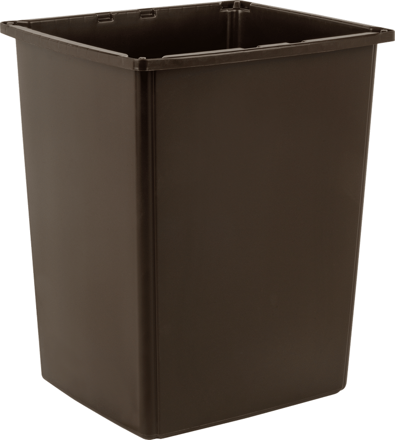 McMaster 4052T11 Plastic Trash Can, Rectangular, Style F, 55 Gallon Capacity, Brown