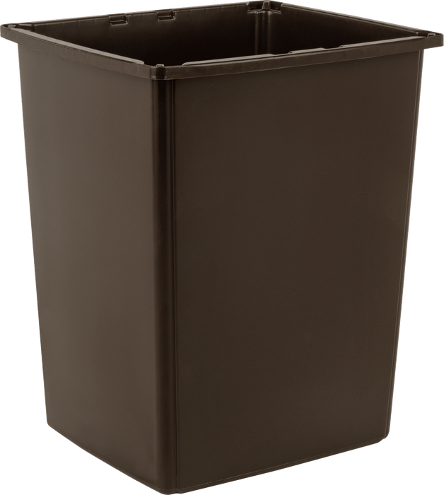McMaster 4052T11 Plastic Trash Can, Rectangular, Style F, 55 Gallon Capacity, Brown