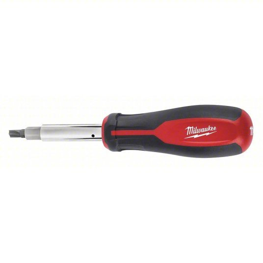 Milwaukee 48-22-2760 Multi-Bit Screwdriver #1/1/4 in/#2/3/16 in/3/8 in Tip Size, 8 Tips, 10 in Overall Lg - KVM Tools Inc.KV406R65
