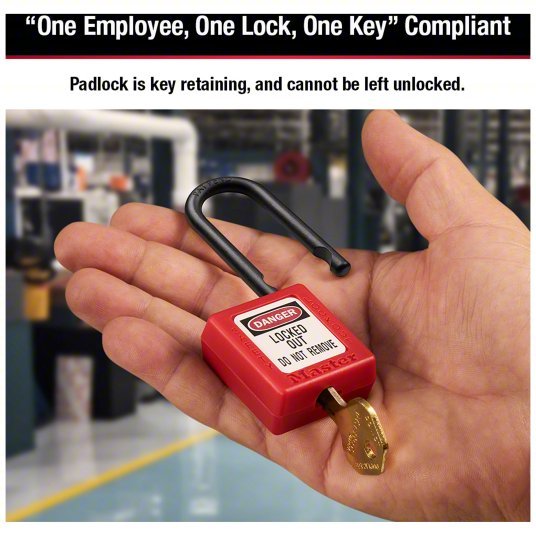 Master Lock 406RED Lockout Padlock Keyed Different, Thermoplastic, Std Body Body Size, Plastic, Red - KVM Tools Inc.KV1TDC9
