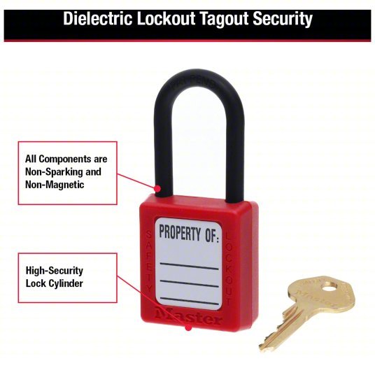 Master Lock 406RED Lockout Padlock Keyed Different, Thermoplastic, Std Body Body Size, Plastic, Red - KVM Tools Inc.KV1TDC9