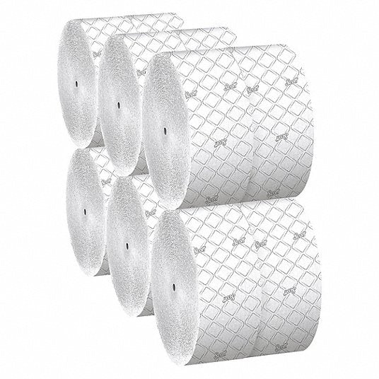 Scott 07006 Toilet Paper Roll: 2 Ply, Continuous Sheets, 1,150 ft Roll Lg, 9 3/8 in Roll Dia., 12 PK - KVM Tools Inc.KV40AY44