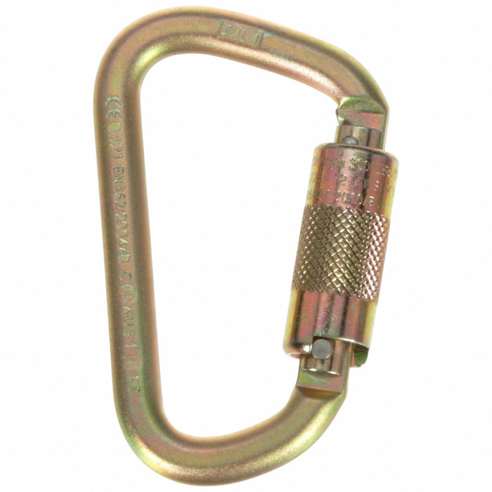 3M DBI-SALA 2000112 Carabiner, Double-Action Twist Lock, Offset-D Shape, 3/4 in Gate, Steel