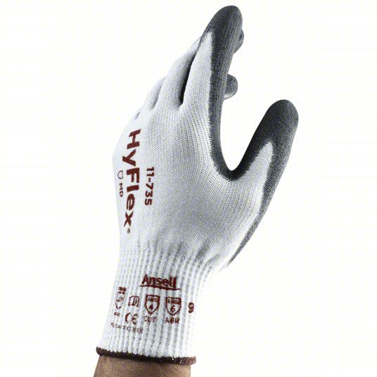 Hyflex 11 - 735 Coated Gloves 2XL (11), ANSI Cut Level A4, Palm, Dipped, Polyurethane, Sandy, 1 PR - KVM Tools Inc.KV40LJ74