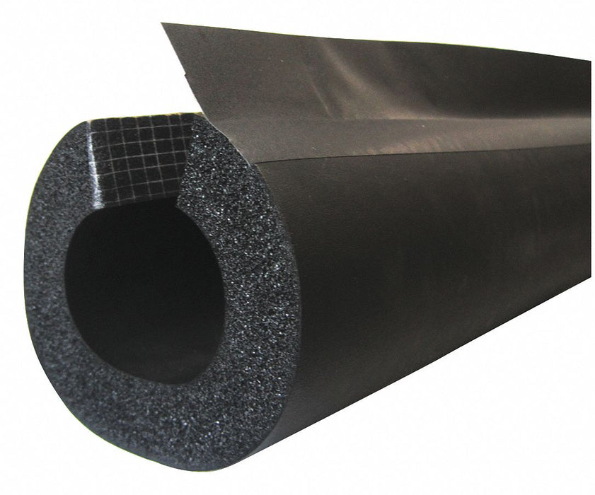 K-Flex USA 6RXLO100138 Pipe Insulation, Tube, Buna-N Rubber/PVC, Slit with Adhesive and Flap, 1 in Thick, 1 3/8 in ID, 6 ft