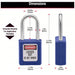 Master Lock 410BLU Lockout Padlock Keyed Different, Thermoplastic, Std Body, Metal, Blue - KVM Tools Inc.KV4FF98