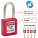 Master Lock 410RED Lockout Padlock Keyed Different, Thermoplastic, Std Body Body Size, Metal, Std, Red - KVM Tools Inc.KV4FG03