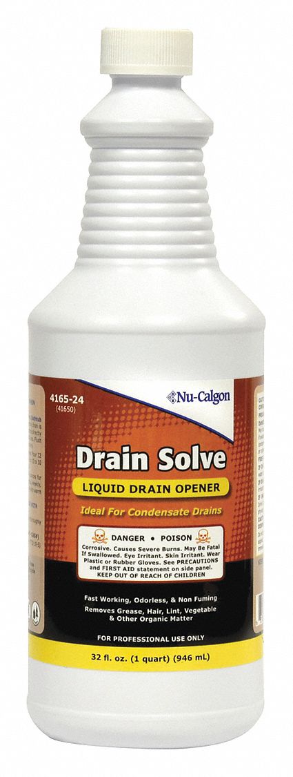 Nu-Calgon 4165-24 Liquid Drain Opener, Bottle, 32 oz, Liquid, Unscented