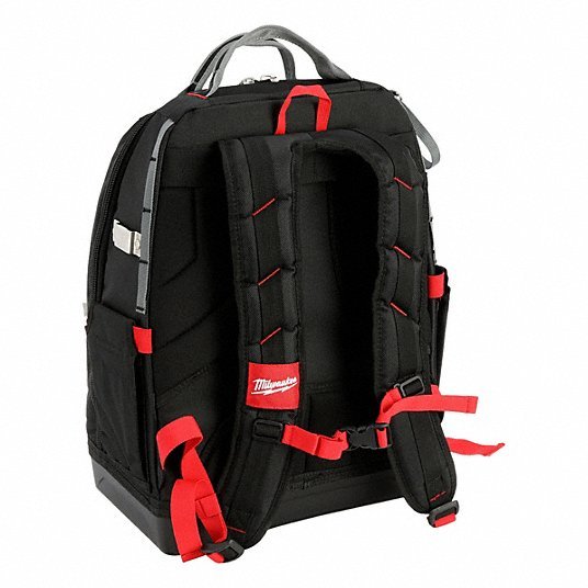 Milwaukee 48 - 22 - 8201 Tool Backpack 18 in W 9 7/16 in D 20 3/8 in H, Ballistic Nylon, Red, 46 Inside Pockets - KVM Tools Inc.KV416P44