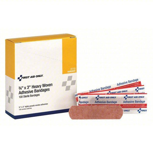 First Aid Only H119 Adhesive Bandage Strip Bandages, 3/4 in Wd, 3 in Lg, Not Metal Detectable, Fabric - KVM Tools Inc.KV41CP80