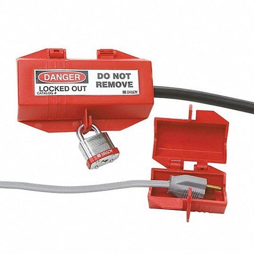 Brady 65674 Plug Lockout For 1/2 in Max Cord Dia, For 1 7/10 in Max Plug Dia, Red - KVM Tools Inc.KV41F294
