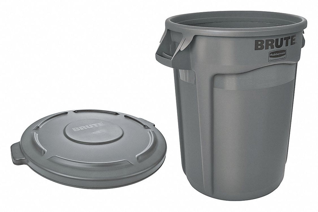 Rubbermaid Commercial Products FG263200GRAY Trash Can, Round, 32 gal, 22 in Dia, 22 in H, Gray
