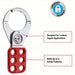 Master Lock 421 Lockout Hasp Std Hasp, 1.5 in Opening Size, Red, 6 Padlocks - KVM Tools Inc.KV40CL94