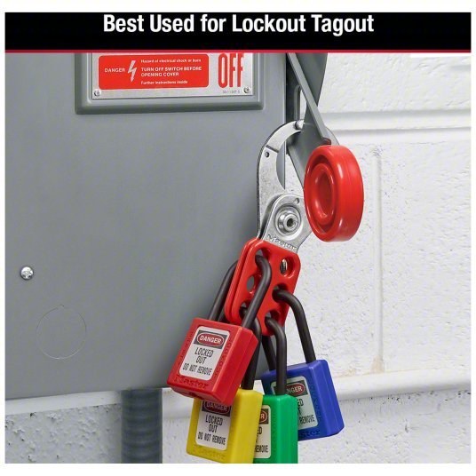 Master Lock 421 Lockout Hasp Std Hasp, 1.5 in Opening Size, Red, 6 Padlocks - KVM Tools Inc.KV40CL94