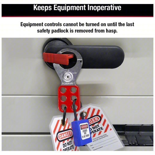 Master Lock 421 Lockout Hasp Std Hasp, 1.5 in Opening Size, Red, 6 Padlocks - KVM Tools Inc.KV40CL94