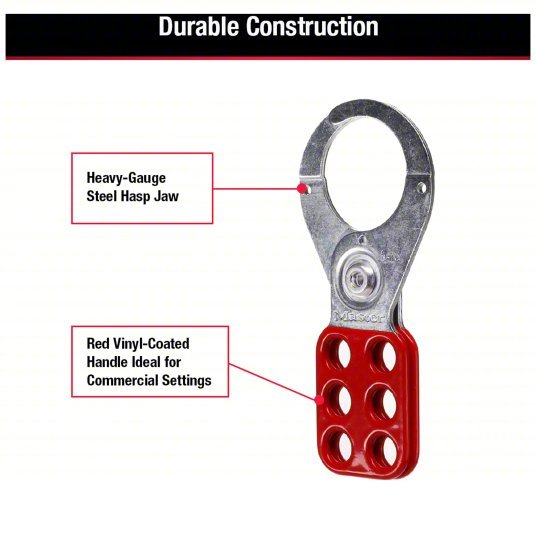 Master Lock 421 Lockout Hasp Std Hasp, 1.5 in Opening Size, Red, 6 Padlocks - KVM Tools Inc.KV40CL94