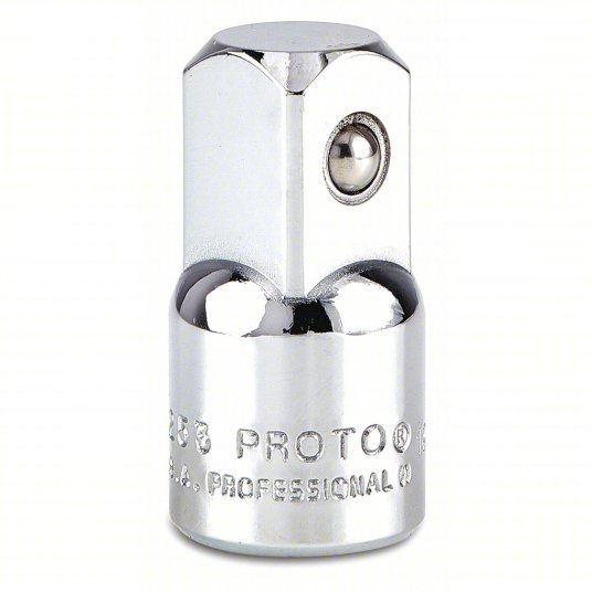 Proto J5253 Socket Adapter 1/2 in Output Drive Size, Square, 1 7/16 in Overall Lg, Chrome, Locking - KVM Tools Inc.KV426H16