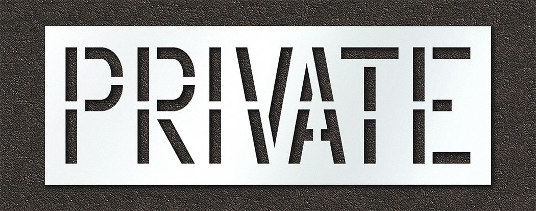 Rae STL-108-71829 Individual Stencil, Private, 0.125 in Thick, 24 in Overall Ht, 68 in Overall Wd, Highway Gothic