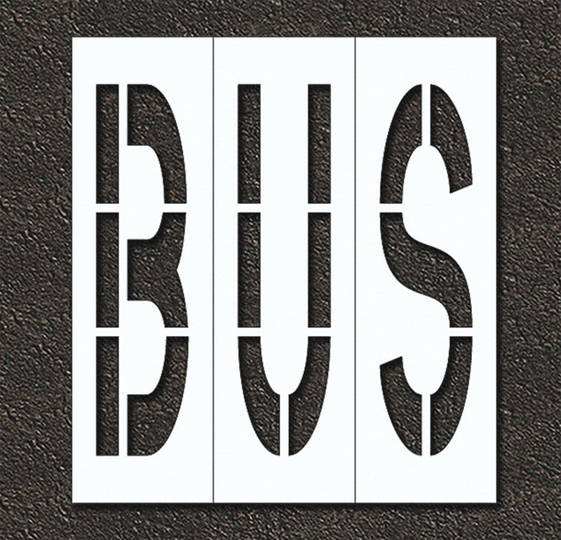 RAE STL-108-79615 Individual Stencil, Bus, 0.125 in Thick, 120 in Overall Ht, 108 in Overall Wd, Highway Gothic