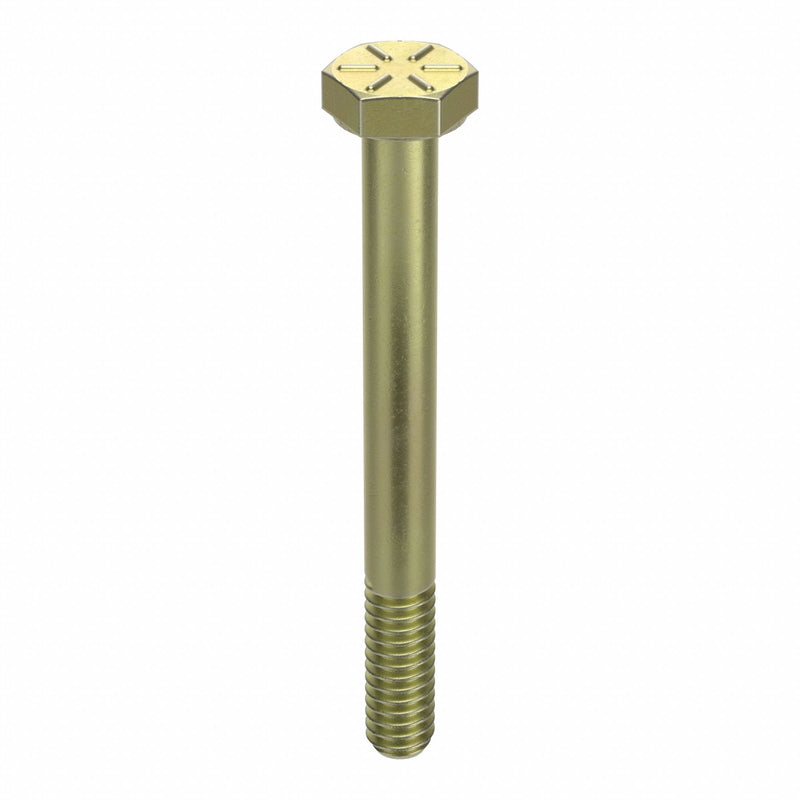 Approved Vendor N04104.025.0200 Hex Head Cap Screw, Steel, Grade 8, Zinc Yellow, 1/4"-20, Coarse, 2 in lg, Made in USA*, Inch, 50 PK