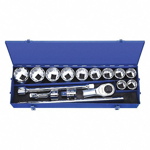 KVM Tools KV42W522 Socket Wrench Set 1 in Drive, 17 Piece, 12 - Point, SAE, 1 7/16 in to 2 1/2 in - KVM Tools Inc.KV42W522