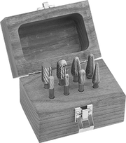 McMaster 4308A14 Carbide Bur Set with 1/4" Shank Diameter 8 Pieces, 1 - 3/4" to 3" Overall Length, Double Cut - KVM Tools Inc.KV4308A14