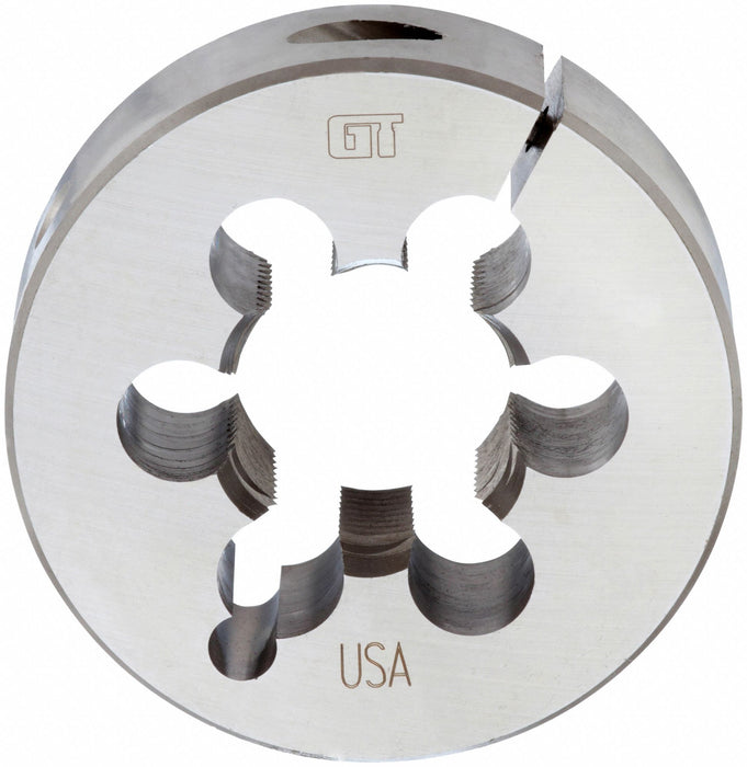 Chicago-Latrobe 402951 Round Threading Die, 1 1/4 in-7 UNC, 3 in OD, Carbon Steel, Adjustable, 382 Greenfield Threading Series