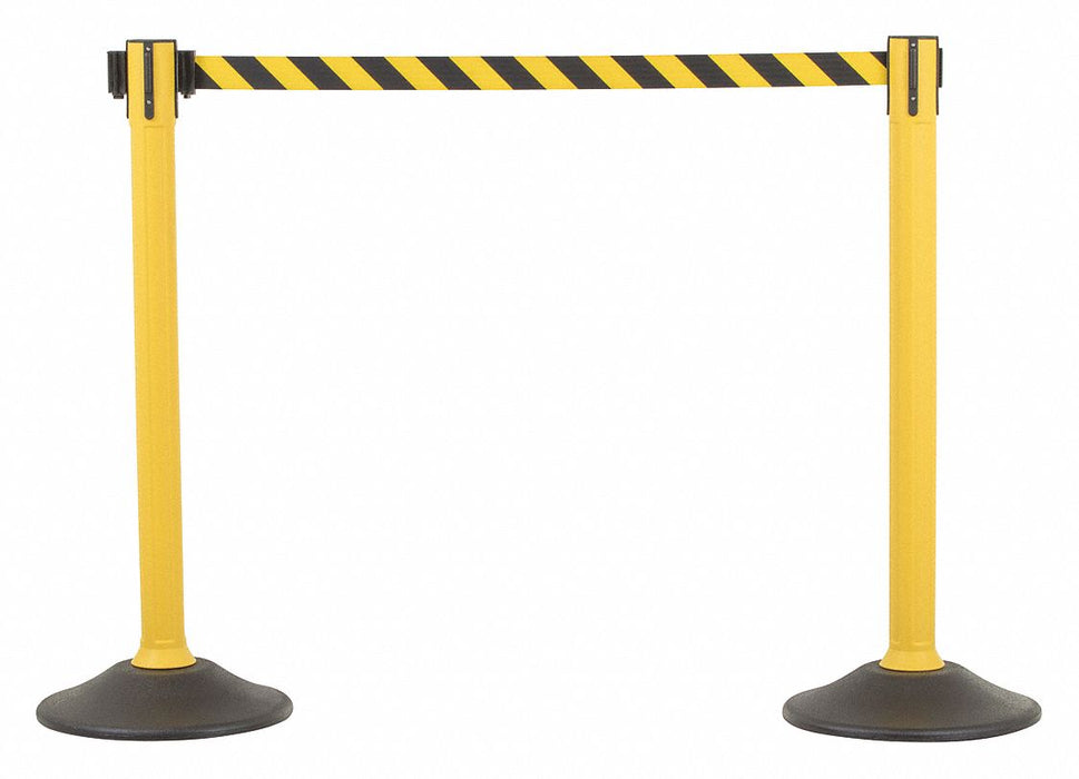 US Weight U2055CYB Barrier Post with Belt, 38 1/2 in Post, 6 1/2 ft Belt, 2 Posts