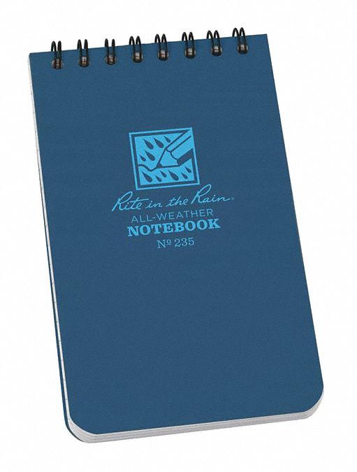 Rite 235 Notebook, 3 in x 5 in Sheet Size, Blue, Polydura, White, Universal, Wirebound
