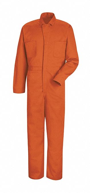 Red Kap CC14OR RG 40 Orange Cotton Coveralls, M ( 38 1/2 in x 40 in ), Orange, Regular, Cotton, Snap, 7 Pockets