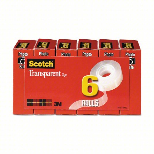 3M 600K6 Office Tape Scotch™, 600, 3/4 in x 83 1/3 ft, 1 in Tape Core Dia, Transparent, Gloss, 6 PK - KVM Tools Inc.KV43FZ89