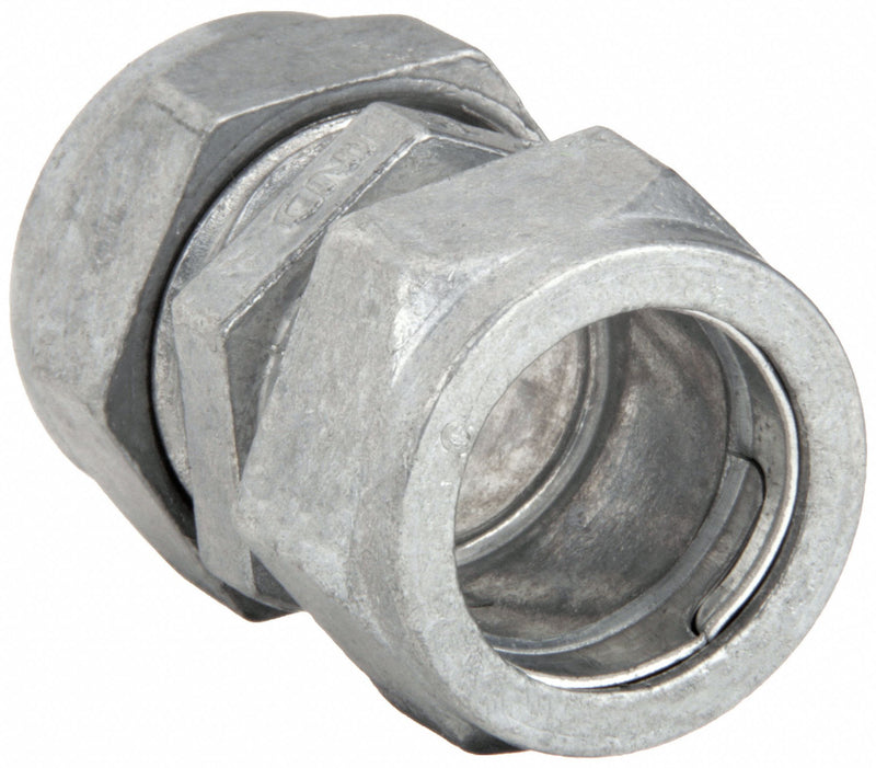 Raco 2822 Compression Conduit Coupling, Zinc, 1/2 in Trade Size, 1 11/16 in Overall Lg, Gray