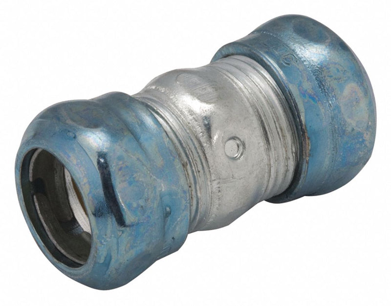 Raco 2926RT Compression Conduit Coupling, Steel, 1 1/2 in Trade Size, 2 25/32 in Overall Lg, Blue/Gray