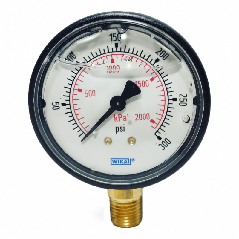 Wika 113.13.25.300.L Commercial Pressure Gauge, 0 psi to 300 psi, 2 1/2 in Dial, 1/4 in NPT Male, Bottom, Plastic, 4