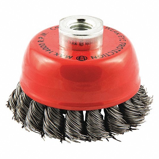 KVM Tools 66254442950 Cup Brush Twisted Steel, 2 3/4 in Dia, 0.02 in Fill Dia, 3/8" - 24 Arbor - KVM Tools Inc.KV443M66