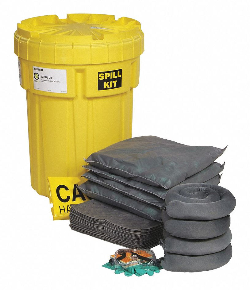 SpillTech SPKU-30 Universal Spill Kit, 30 gal Drum, 26 gal Absorbed, 5 ...