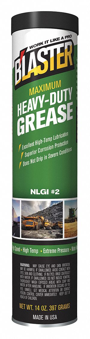 Blaster GR-14C-HDG Multipurpose Grease, Heavy-Duty, 14 oz, Cartridge, NLGI 2, Calcium Sulfonate Thickener