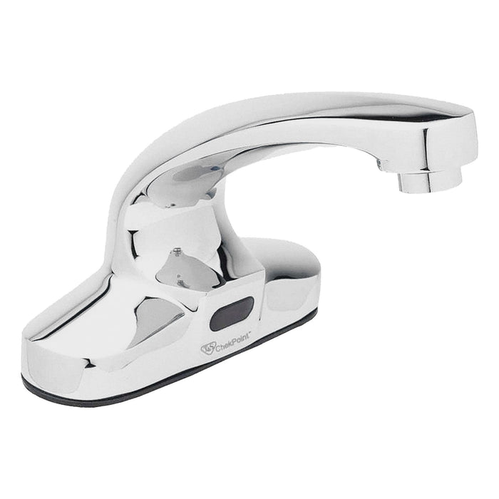 T&S Brass EC-3103 Bathroom Sensor Faucet, Checkpoint, Brass, Chrome, Centerset Deck Mount, Arc, Battery, 2.2 gpm